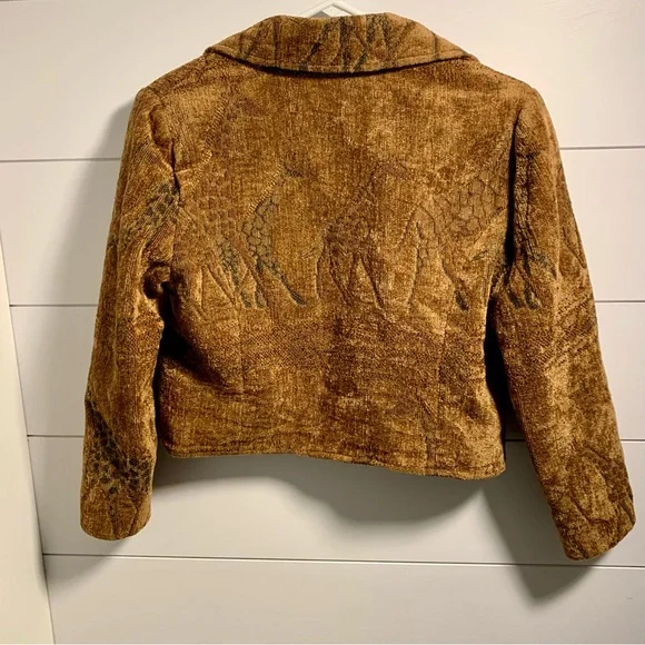 Painted Pony Cropped Blazer Jacket Women Sz M Tapestry Artsy Giraffe Safari Boho - Picture 7 of 14